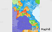 Political Simple Map of Laos, political shades outside