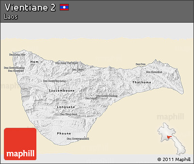 Classic Style 3D Map of Vientiane 2, single color outside