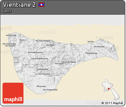 Classic Style 3D Map of Vientiane 2, single color outside