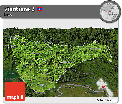 Satellite 3D Map of Vientiane 2, darken