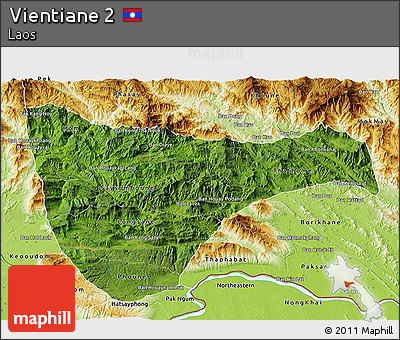 Satellite 3D Map of Vientiane 2, physical outside