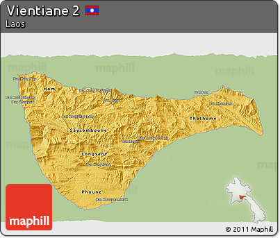 Savanna Style 3D Map of Vientiane 2, single color outside