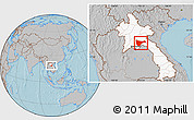 Gray Location Map of Vientiane 2, highlighted country, hill shading