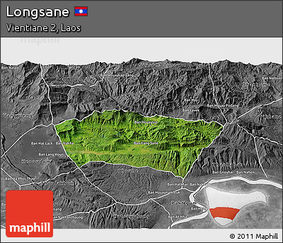 Satellite 3D Map of Longsane, desaturated
