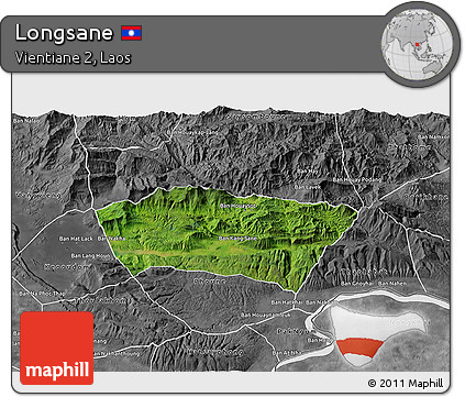 Satellite 3D Map of Longsane, desaturated