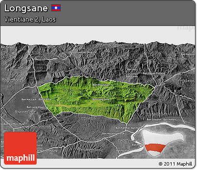 Satellite 3D Map of Longsane, desaturated