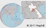 Gray Location Map of Longsane, highlighted country, highlighted parent region, hill shading
