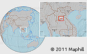 Gray Location Map of Longsane, highlighted parent region, within the entire country, hill shading