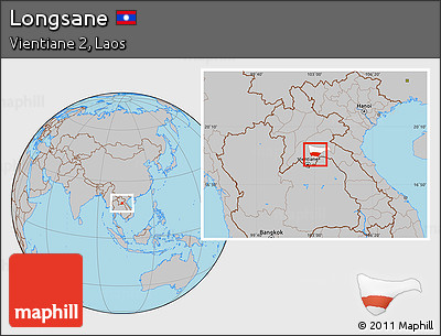 Gray Location Map of Longsane, highlighted parent region