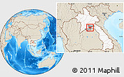 Shaded Relief Location Map of Longsane, highlighted country, highlighted parent region