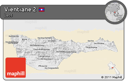 Classic Style Panoramic Map of Vientiane 2, single color outside
