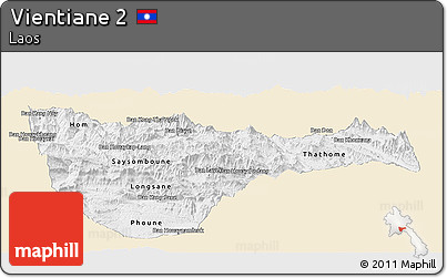 Classic Style Panoramic Map of Vientiane 2, single color outside