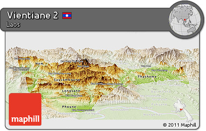 Physical Panoramic Map of Vientiane 2, lighten
