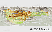 Physical Panoramic Map of Vientiane 2, lighten, semi-desaturated