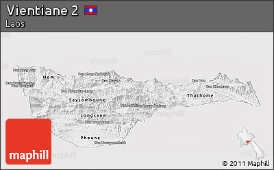 Silver Style Panoramic Map of Vientiane 2, single color outside