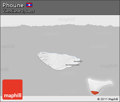Gray 3D Map of Phoune, single color outside