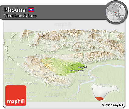 Physical 3D Map of Phoune, lighten