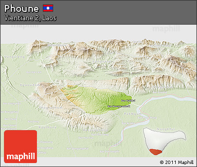 Physical 3D Map of Phoune, lighten