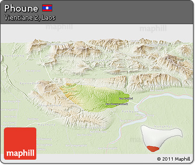 Physical 3D Map of Phoune, lighten