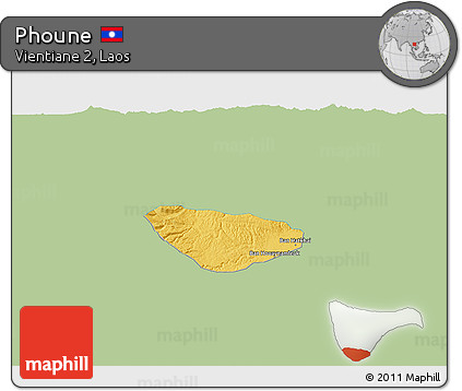 Savanna Style 3D Map of Phoune, single color outside