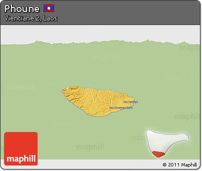 Savanna Style 3D Map of Phoune, single color outside