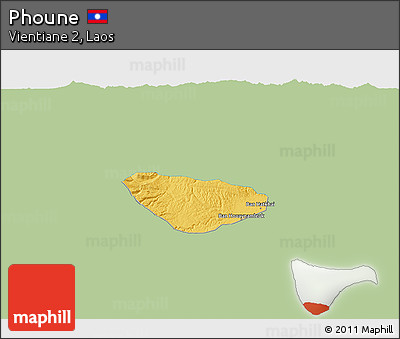 Savanna Style 3D Map of Phoune, single color outside