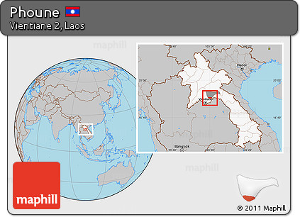 Gray Location Map of Phoune, highlighted country, highlighted parent region