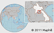 Gray Location Map of Phoune, highlighted country, highlighted parent region, hill shading