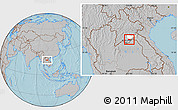 Gray Location Map of Phoune, highlighted parent region, hill shading