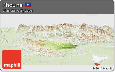 Physical Panoramic Map of Phoune, lighten