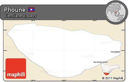 Classic Style Simple Map of Phoune, single color outside