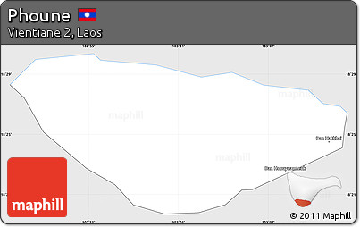 Silver Style Simple Map of Phoune, single color outside