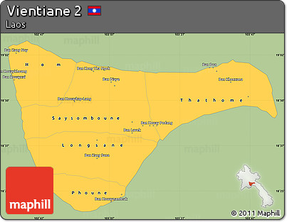 Savanna Style Simple Map of Vientiane 2, single color outside