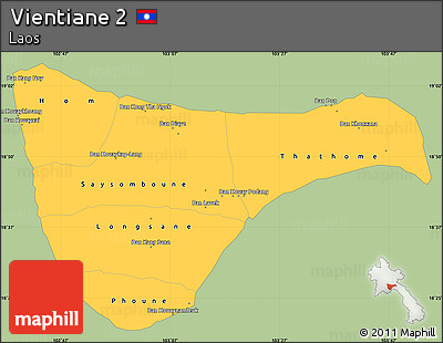 Savanna Style Simple Map of Vientiane 2, single color outside