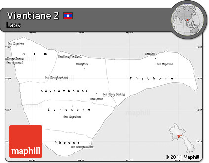 Silver Style Simple Map of Vientiane 2, single color outside