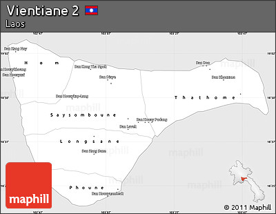 Silver Style Simple Map of Vientiane 2, single color outside