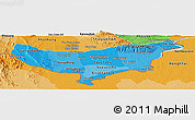 Political Shades Panoramic Map of Vientiane (Munic.)