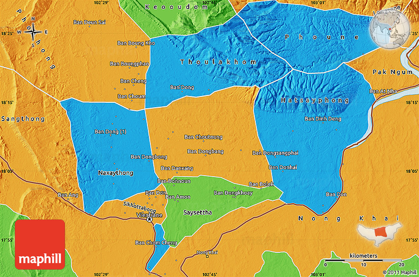 Political Map of Xaythany