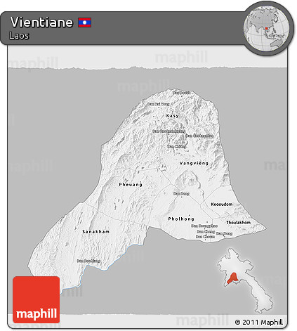Gray 3D Map of Vientiane, single color outside