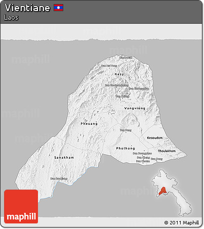 Gray 3D Map of Vientiane, single color outside