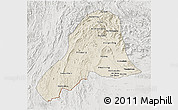 Shaded Relief 3D Map of Vientiane, lighten, semi-desaturated