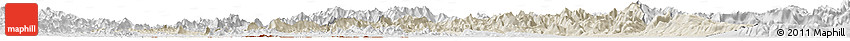 Shaded Relief Horizon Map of Vientiane, lighten, desaturated