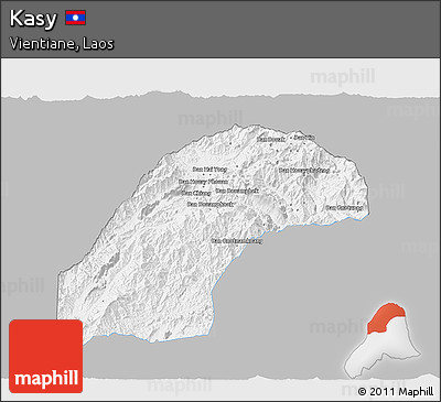 Gray 3D Map of Kasy, single color outside