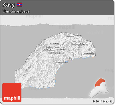Gray 3D Map of Kasy, single color outside