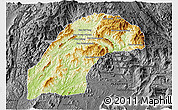 Physical 3D Map of Kasy, darken, desaturated