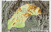 Physical 3D Map of Kasy, darken, semi-desaturated