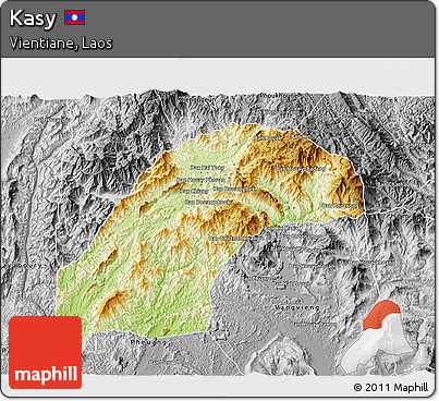 Physical 3D Map of Kasy, desaturated