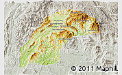 Physical 3D Map of Kasy, lighten, semi-desaturated