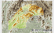 Physical 3D Map of Kasy, semi-desaturated