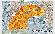 Political 3D Map of Kasy, lighten, semi-desaturated